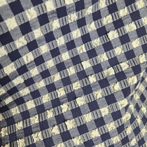 J Crew Size 8 Blue White Gingham Check One Piece Swimsuit Adj Ruffle Straps - Picture 4 of 13